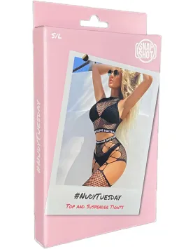 Top & Suspender Tights S/L - Black