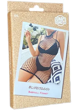 Babydoll Fishnet S/L - Black