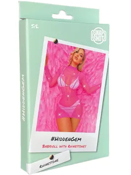 Minidress with Rhinestones S/L - Pink
