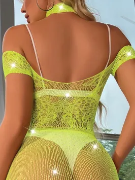 Babydoll with Collar and Rhinestones S/L - Yellow