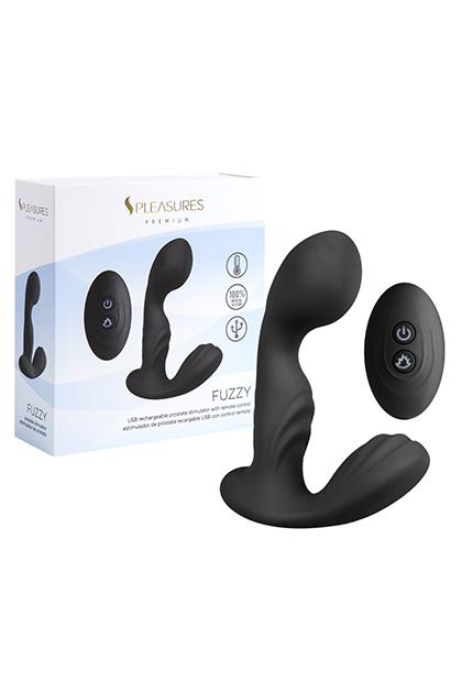 Fuzzy Prostate vibe with remote & Heating function - Black (Fully Covered with Silicone)