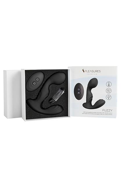 Fuzzy Prostate vibe with remote & Heating function - Black (Fully Covered with Silicone)