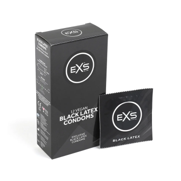 EXS Black Latex Condoms - 12 pieces