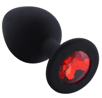 Anal Plug Rosebud Silicone - Black Red size M