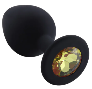 Anal Plug Rosebud Silicone - Black Yellow size M