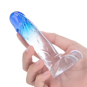Dildo Transparant with Blue Tip - 4.5