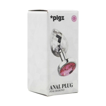 Anal Plug Diamonds Facets - Silver Pink size L