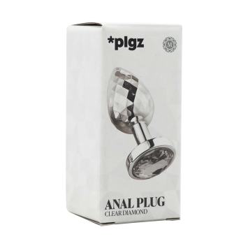 Anal Plug Diamonds Facets - Silver Clear size M