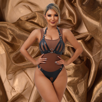 Strap Bra and Shorts Black - Size S/L