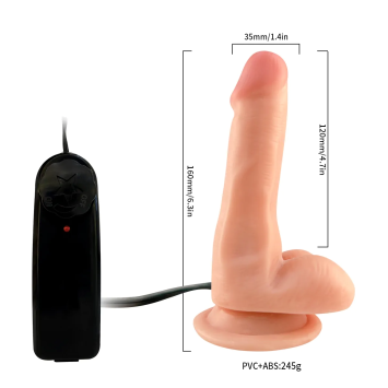 Dildo Vibrating with Suction cup - 6.3 inch Flesh pvc