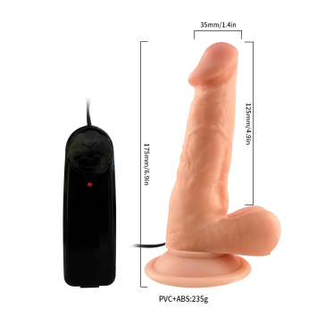 Dildo Vibrating with Suction cup - 6.9 inch Flesh pvc