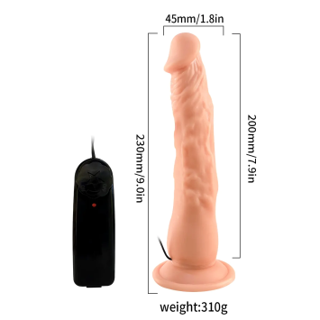 Dildo Vibrating with Suction cup - 9.0 inch Flesh pvc