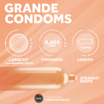 EXS Grande Extra Large Vegan Condoms - 12 pcs