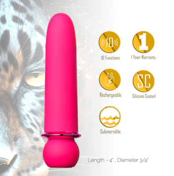 JAGUAR 10 Function Silicone Coated Super Charged Bullet - Pink