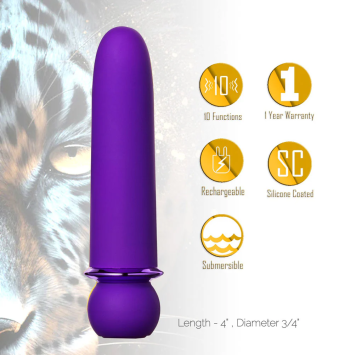 JAGUAR 10 Function Silicone Coated Super Charged Bullet - Purple