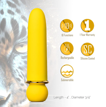 JAGUAR 10 Function Silicone Coated Super Charged Bullet - Yellow