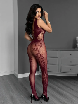 Open Bodystocking Anemone Red - Size S/L