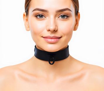 Leather Collar, Black with Black Accessories
