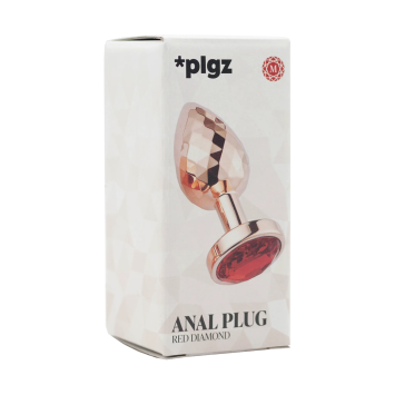 Anal Plug Diamonds Facets - Rose Red size M