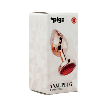 Anal Plug Diamonds Facets - Rose Red size S