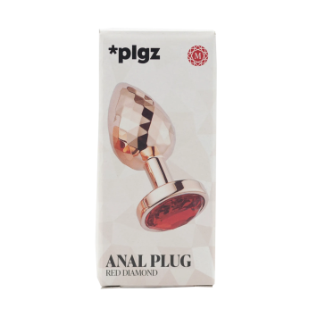 Anal Plug Diamonds Facets - Rose Red size M