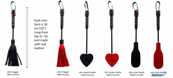 Counter Display Unit with 36 Mini Leather Floggers and Paddles