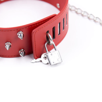 Spike Collar & Leash - Red