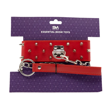Spike Collar & Leash - Red